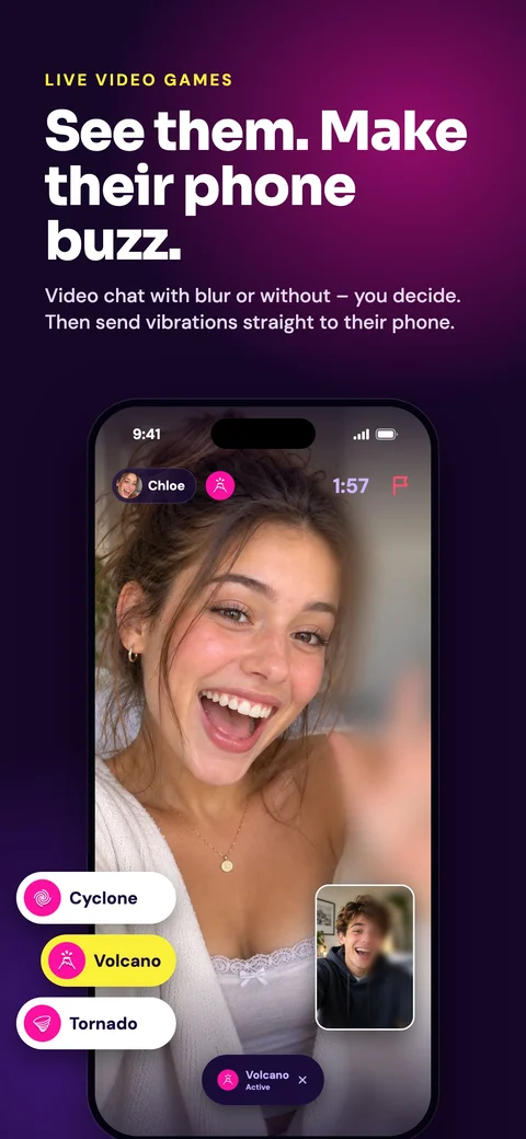 VibMe screen — live video game with real vibrations