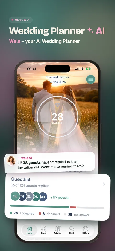Wevowly screen — AI adds guests from a photo of your list